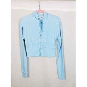 Hard Tail Forever Light Blue Cropped Zip Up Hoodie M Athleisure Back To School